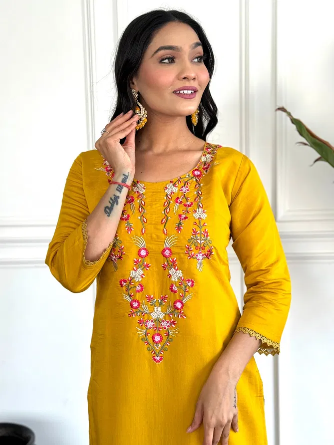 KF 1002 Kalaai Viscose Chanderi Kurti With Bottom Dupatta Orders In India